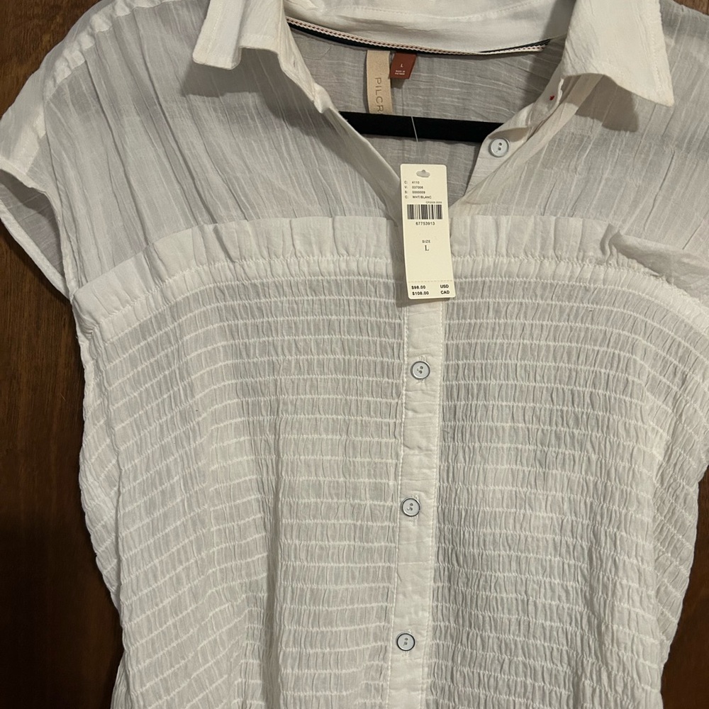 Pilcro White Textured Button-Up Shirt NWT